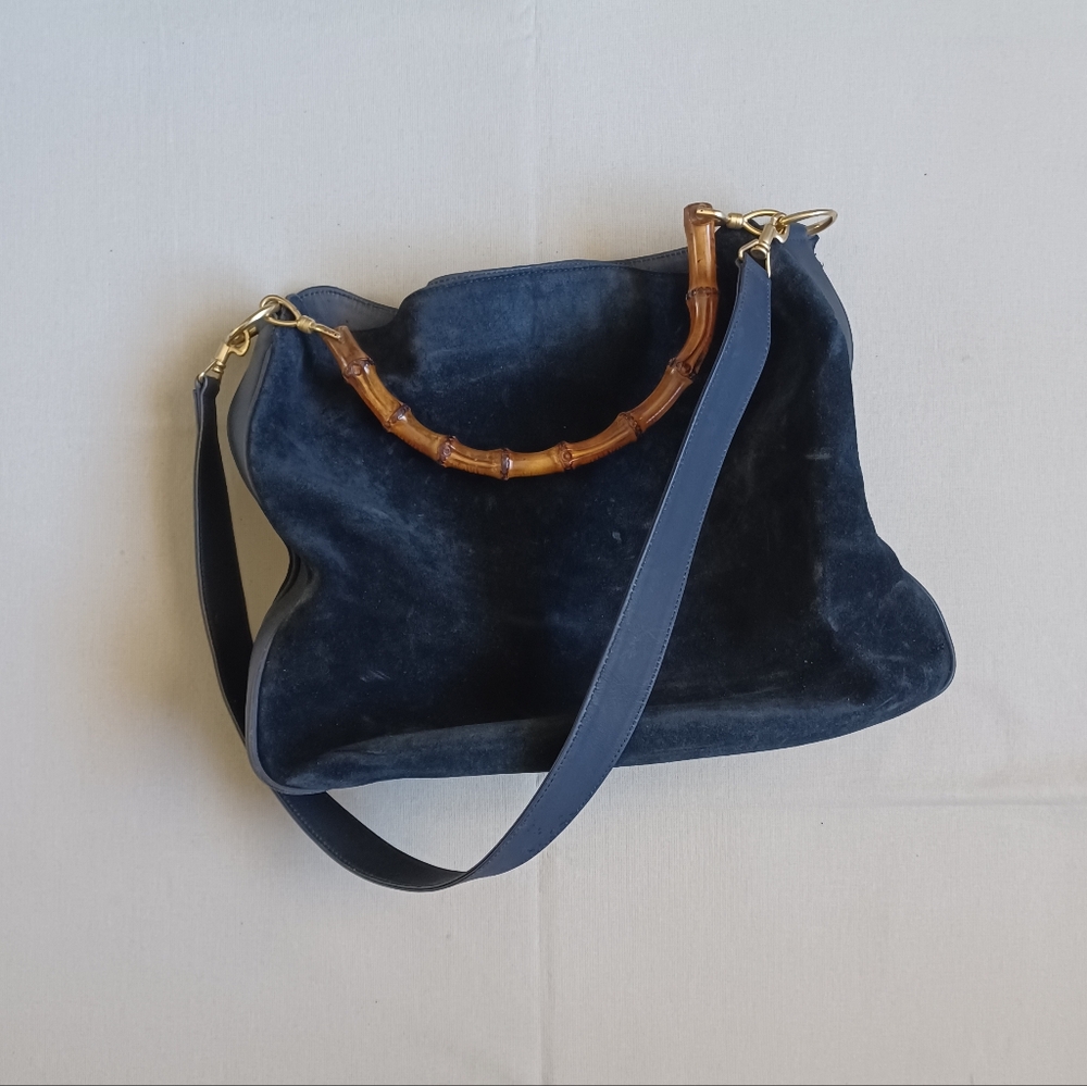 Gucci Bamboo Black Suede Bag